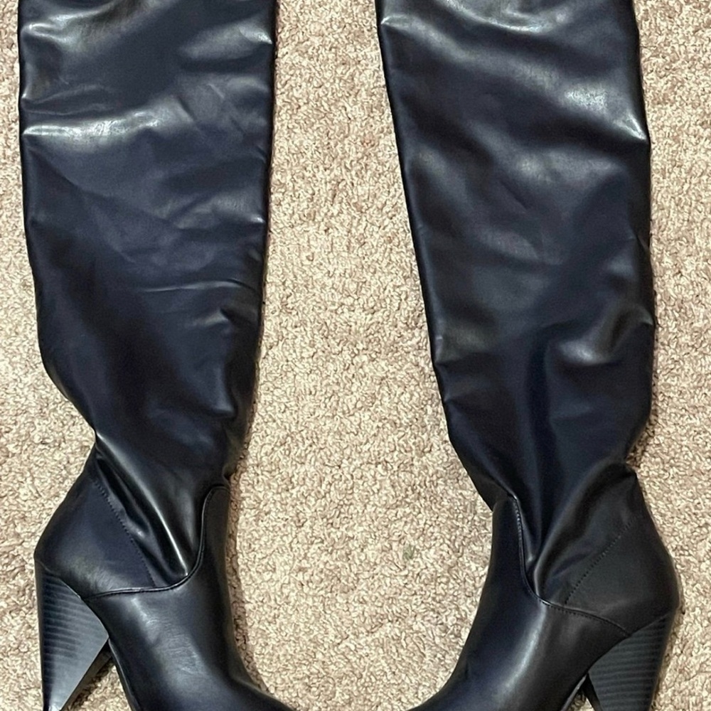 Indigo Black Over the Knee Boots